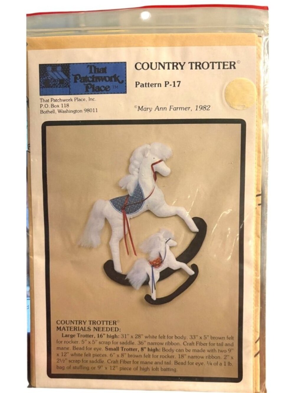 Vintage That Patchwork Place Country Trotter Rocking Horse P-17 Sew Pattern U/C